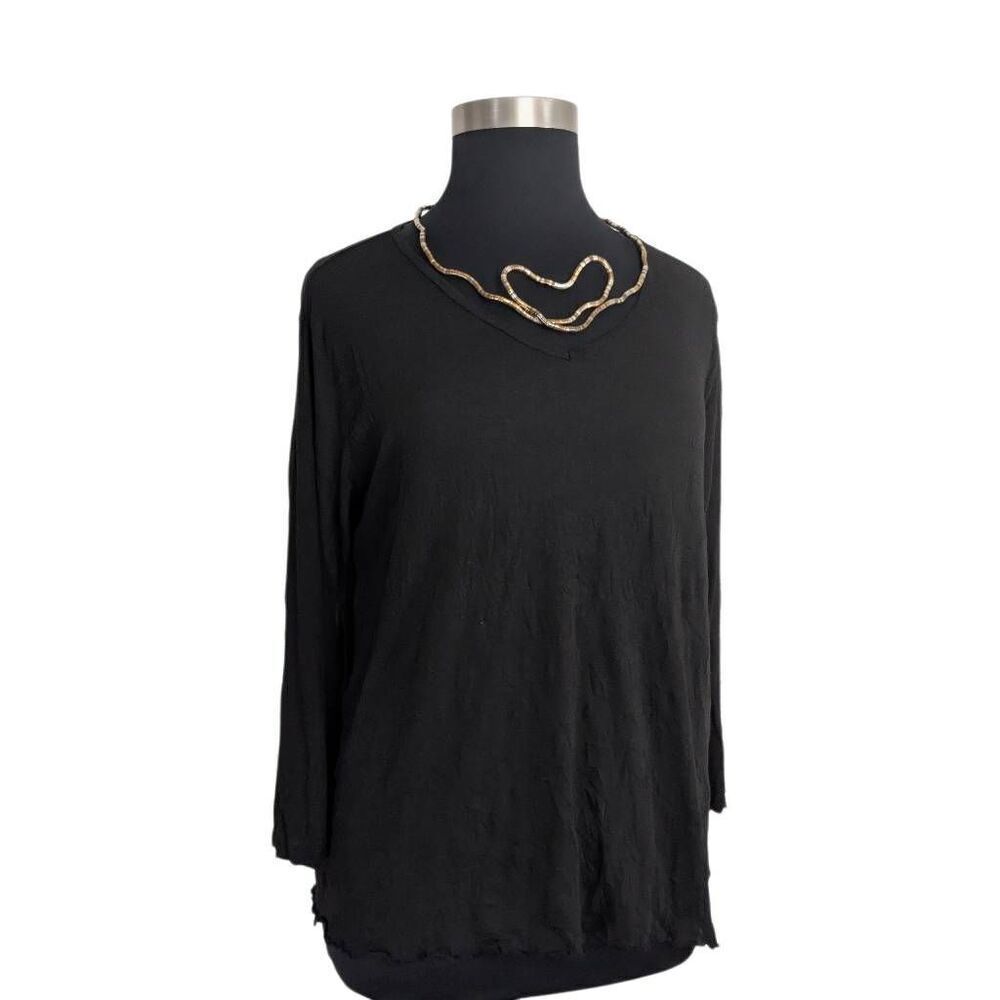 Pleats Collection XL 3/4 Sleeve Tee Shirt Art To Wear Lagenlook Fits 1X 2X 3X